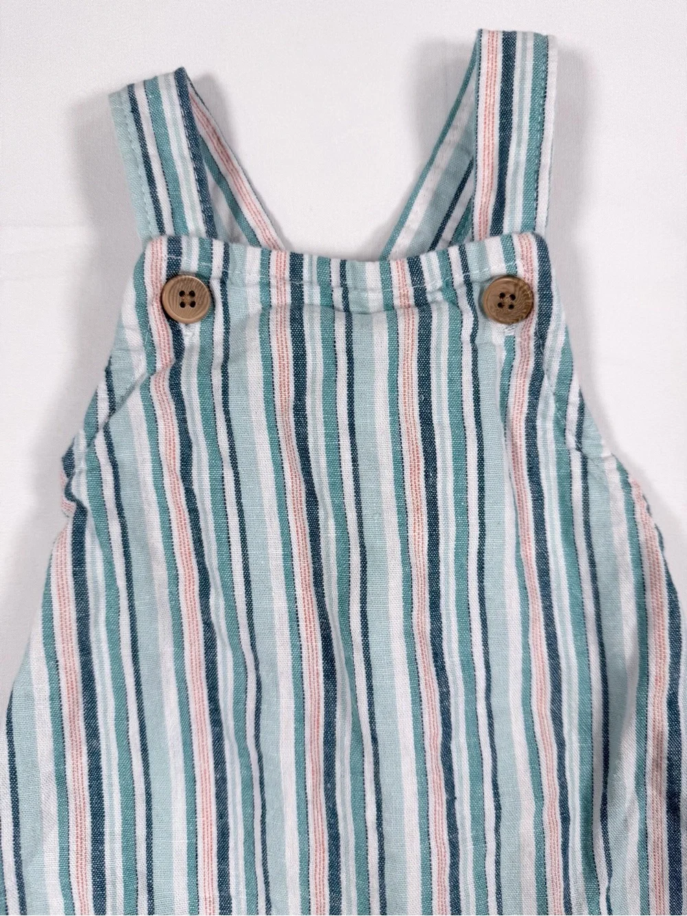 CARTER’S Boys Linen Blend Striped Bubble Romper 0-3M Beach Coastal Summer Preppy